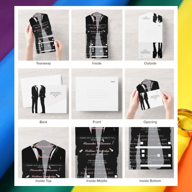 Invitación Todo En Uno Boda elegante y moderno de los homosexuales (Subido por el creador)
