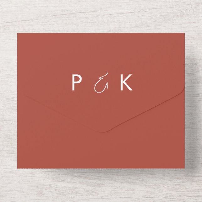 Invitación Todo En Uno Boda elegante y moderno de Terracota (Reverso )