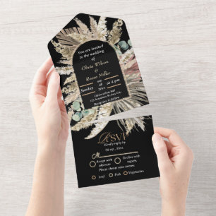 Invitación Todo En Uno Boda elegante y moderno de terracota boho