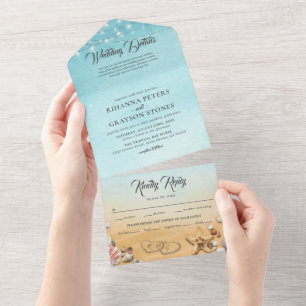 Invitación Todo En Uno Boda en destino de playa