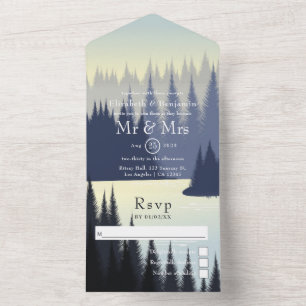 Invitación Todo En Uno Boda en el bosque del lago Woodland