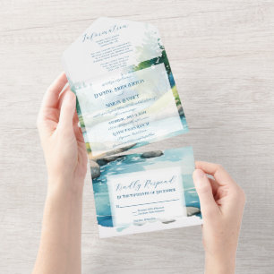 Invitación Todo En Uno Boda en la Montaña Brumosa