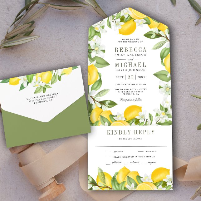 Invitación Todo En Uno Boda en un huerto de limones rústico con cítricos (Subido por el creador)