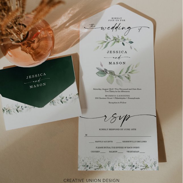 Invitación Todo En Uno Boda Eucalyptus (Subido por el creador)