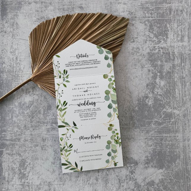 Invitación Todo En Uno Boda Eucalyptus (Subido por el creador)