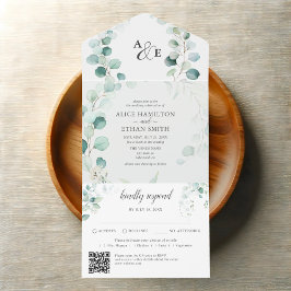 Invitación Todo En Uno Boda Eucalyptus Sage