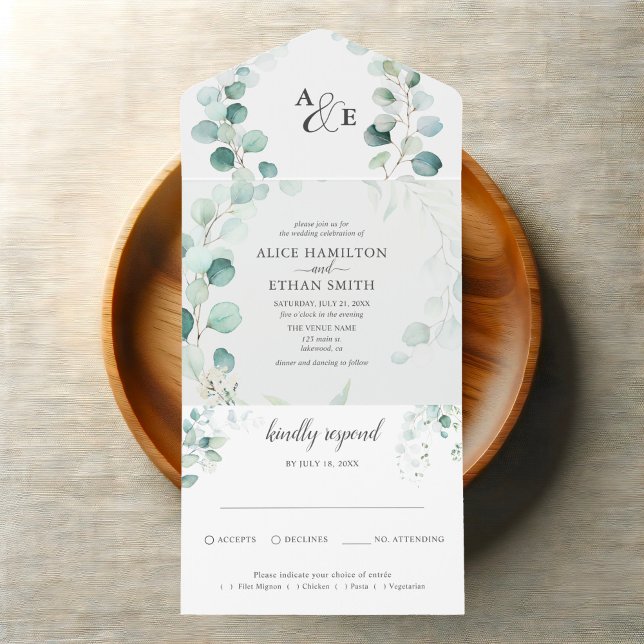 Invitación Todo En Uno Boda Eucalyptus Sage (Subido por el creador)