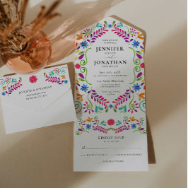 Invitación Todo En Uno Boda Fiesta Colorful Flower