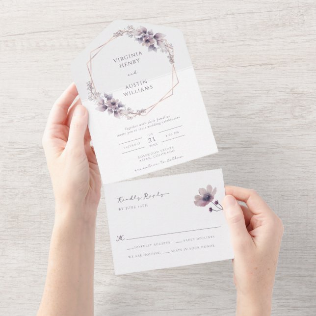 Invitación Todo En Uno Boda floral (desgarro)