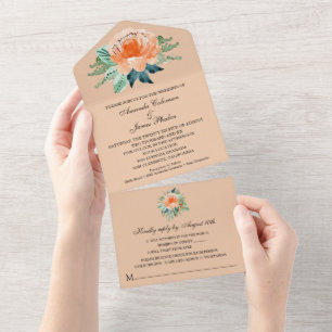 Invitación Todo En Uno Boda floral acuarela
