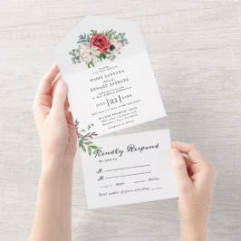Invitación Todo En Uno Boda floral acuarela de verano