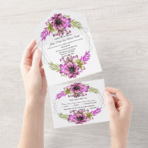 Boda floral acuarela rosa y verde