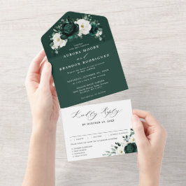 Invitación Todo En Uno Boda floral blanca Eucalyptus A