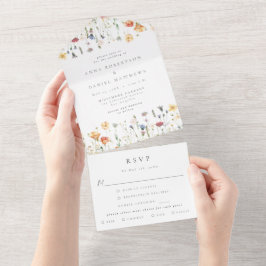 Invitación Todo En Uno Boda floral boho pastel