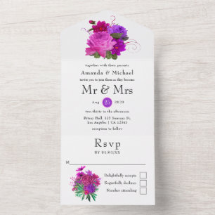 Invitación Todo En Uno Boda Floral Chic Vintage
