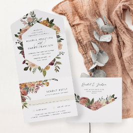 Invitación Todo En Uno Boda floral de acuarela de flor de flor de flor ru