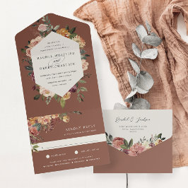 Invitación Todo En Uno Boda floral de acuarela de flor de flor de flor ru