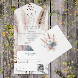 Invitación Todo En Uno Boda Floral De Boho De Invierno Todo En Una Invita