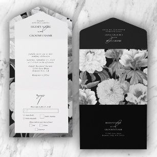 Invitación Todo En Uno Boda Floral de color de agua para personas negras