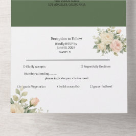 Invitación Todo En Uno Boda floral de eucalipto elegante todo en uno