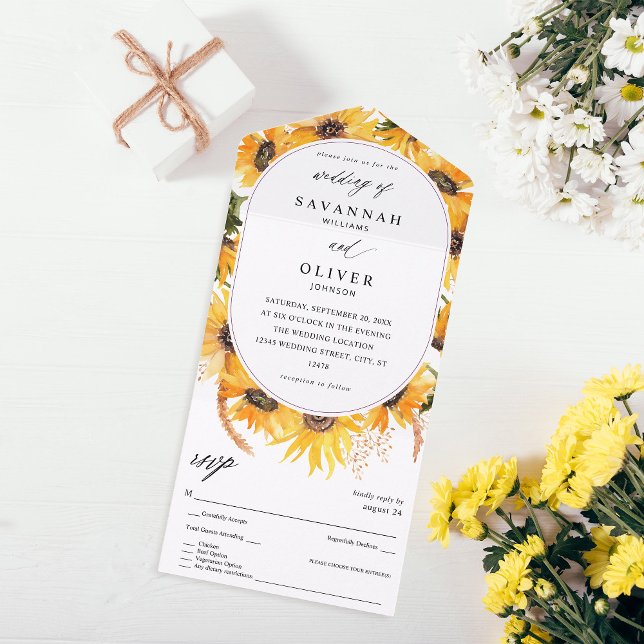 Invitación Todo En Uno Boda floral de girasol otoño (Subido por el creador)