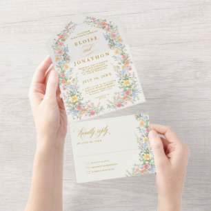 Invitación Todo En Uno Boda floral de jardín ornamental de primavera con