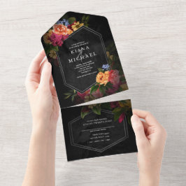 Invitación Todo En Uno Boda floral de las noches de Sultry ID829
