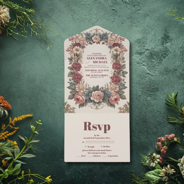 Invitación Todo En Uno Boda floral de Royal Victorian (Subido por el creador)