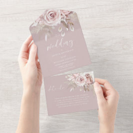 Invitación Todo En Uno Boda floral de Rubor divino