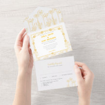 Boda floral dorada amarilla y blanca