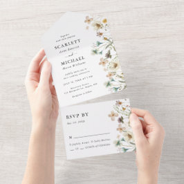 Invitación Todo En Uno Boda Floral Elegante