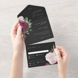 Invitación Todo En Uno Boda floral elegante con follaje