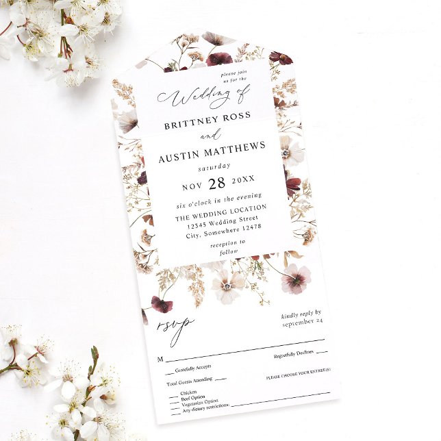 Invitación Todo En Uno Boda Floral Fall Wildflowers (Subido por el creador)