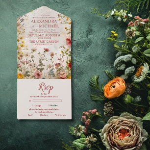 Invitación Todo En Uno Boda Floral Fall Wildflowers