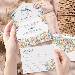 Invitación Todo En Uno Boda floral floral de color