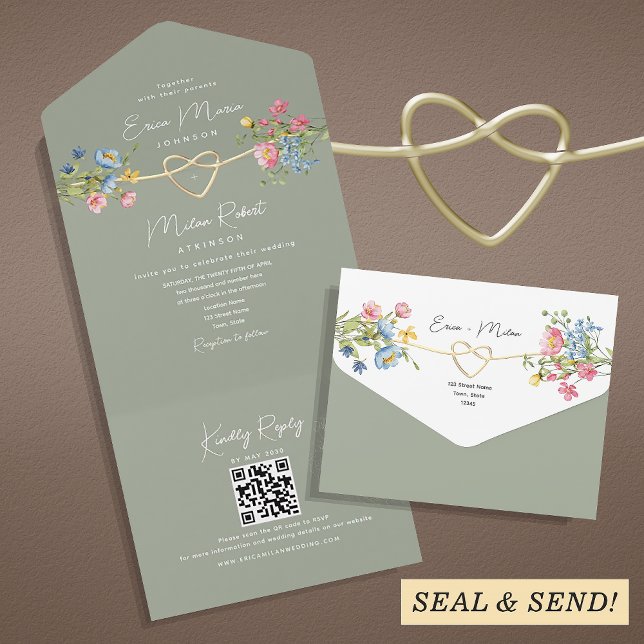 Invitación Todo En Uno Boda Floral Garden Sage Green (Subido por el creador)