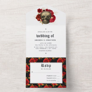 Invitación Todo En Uno Boda Floral Gótica