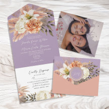 Boda floral melocotón y púrpura