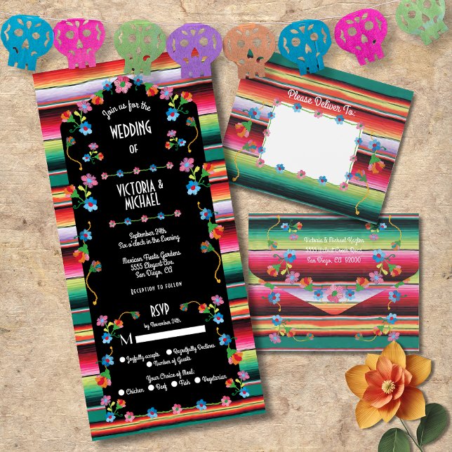 Invitación Todo En Uno Boda floral mexicano Fiesta Embroidery todo en (Subido por el creador)