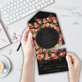 Invitación Todo En Uno Boda floral otoño en negrita todo en una sola invi