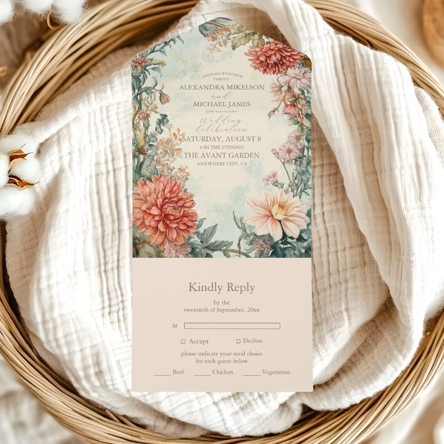 Invitación Todo En Uno Boda floral real victoriana única (Subido por el creador)