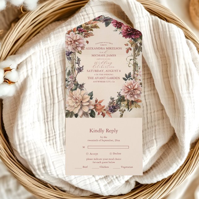 Invitación Todo En Uno Boda floral real victoriano (Subido por el creador)