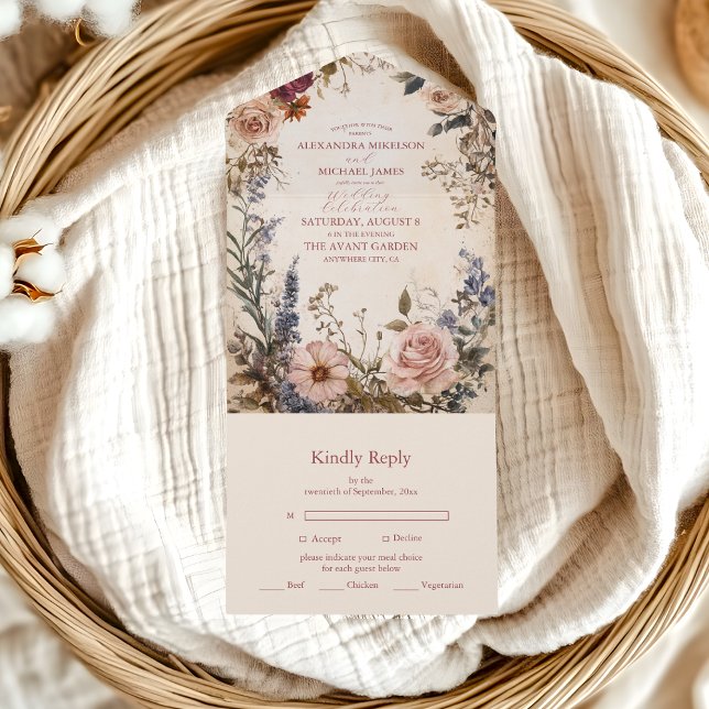 Invitación Todo En Uno Boda floral real victoriano clásico (Subido por el creador)