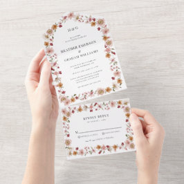 Invitación Todo En Uno Boda Floral Rústica