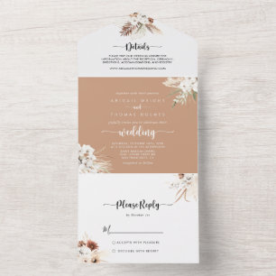 Invitación Todo En Uno Boda floral rústico Boho elegante