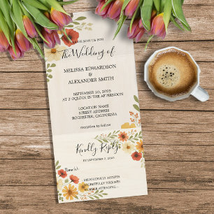 Invitación Todo En Uno Boda floral rústico y elegante de boho acuarela