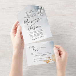 Invitación Todo En Uno Boda floral simple y elegante