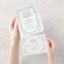 Boda Floral Vintage Verde Salvia
