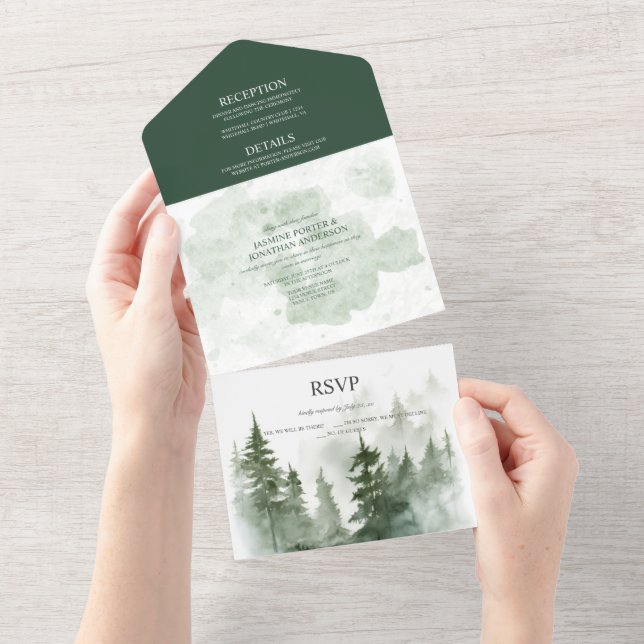 Invitación Todo En Uno Boda forestal mistico (desgarro)