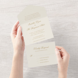 Invitación Todo En Uno Boda Formal Elegante de Marfil Tradicional